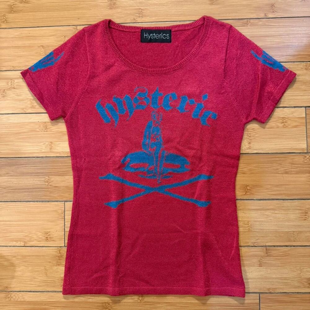 Hysteric Glamour red & blue T-shirt hysteric girl w crossbones logo